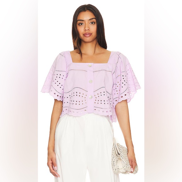 Rails Tops - Rails Kit Top in Orchid Eyelet Embroidery XS G6